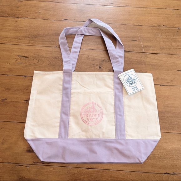 Trader Joe'S Handbags - Trader Joe’s Newly released Canvas Tote Bag in Cream and Lavender